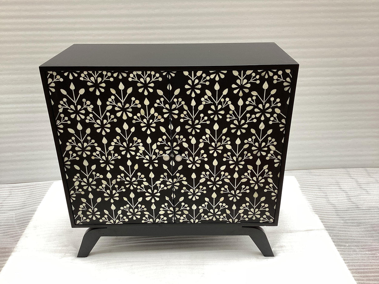 Marlon Black 2-door Floral Bone Inlay Accent Cabinet by Coaster at Eve Furniture