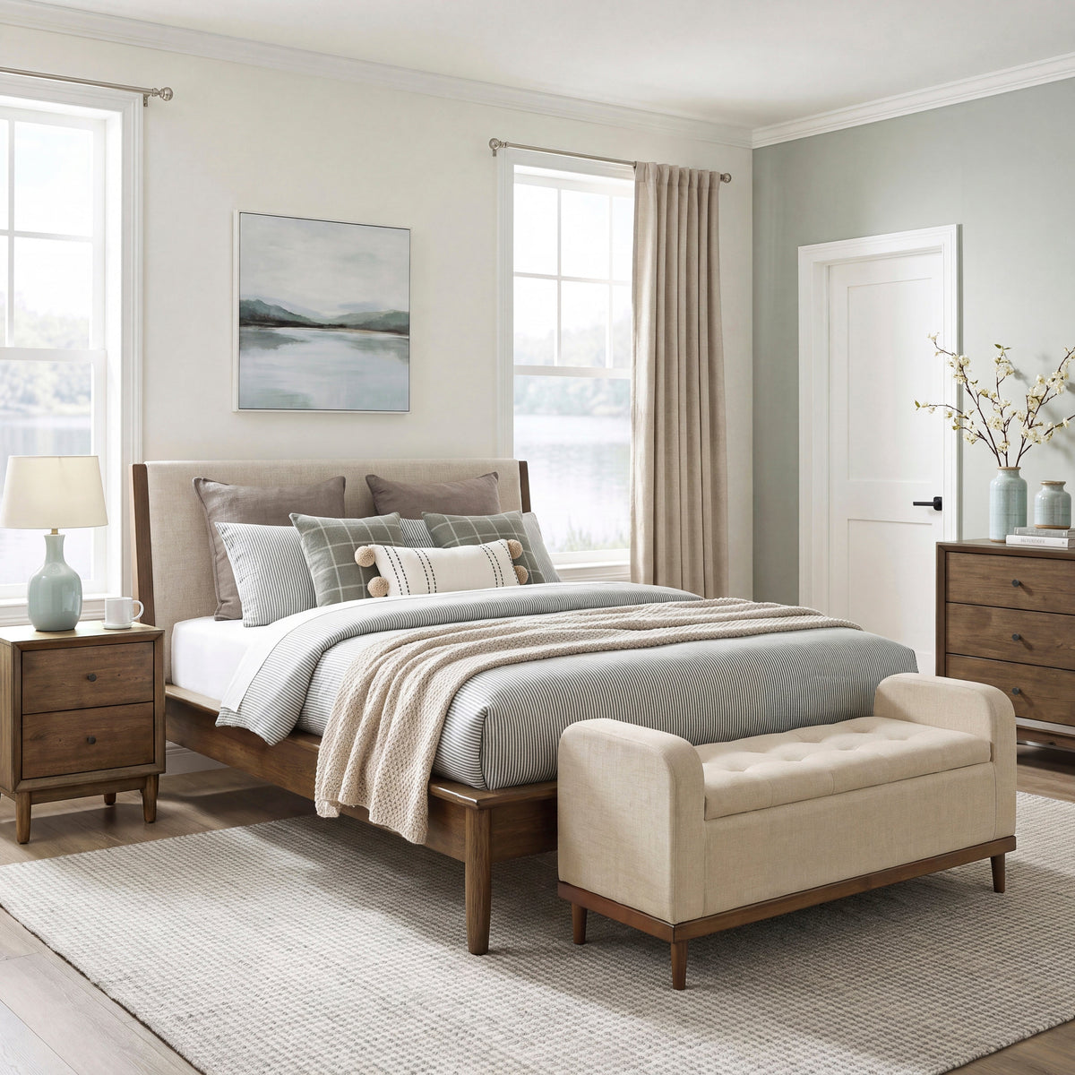 Marlow Brown/Oatmeal Queen Platform Bed by Homelegance at Eve Furniture