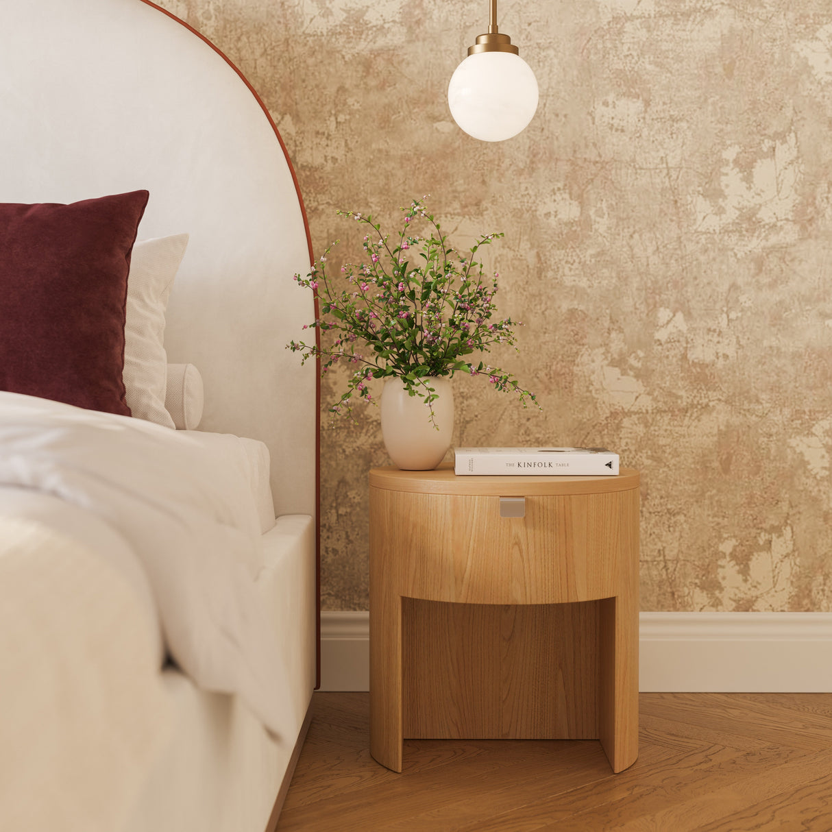 Marlow Wood Round Nightstand by TOV Furniture at Eve Furniture