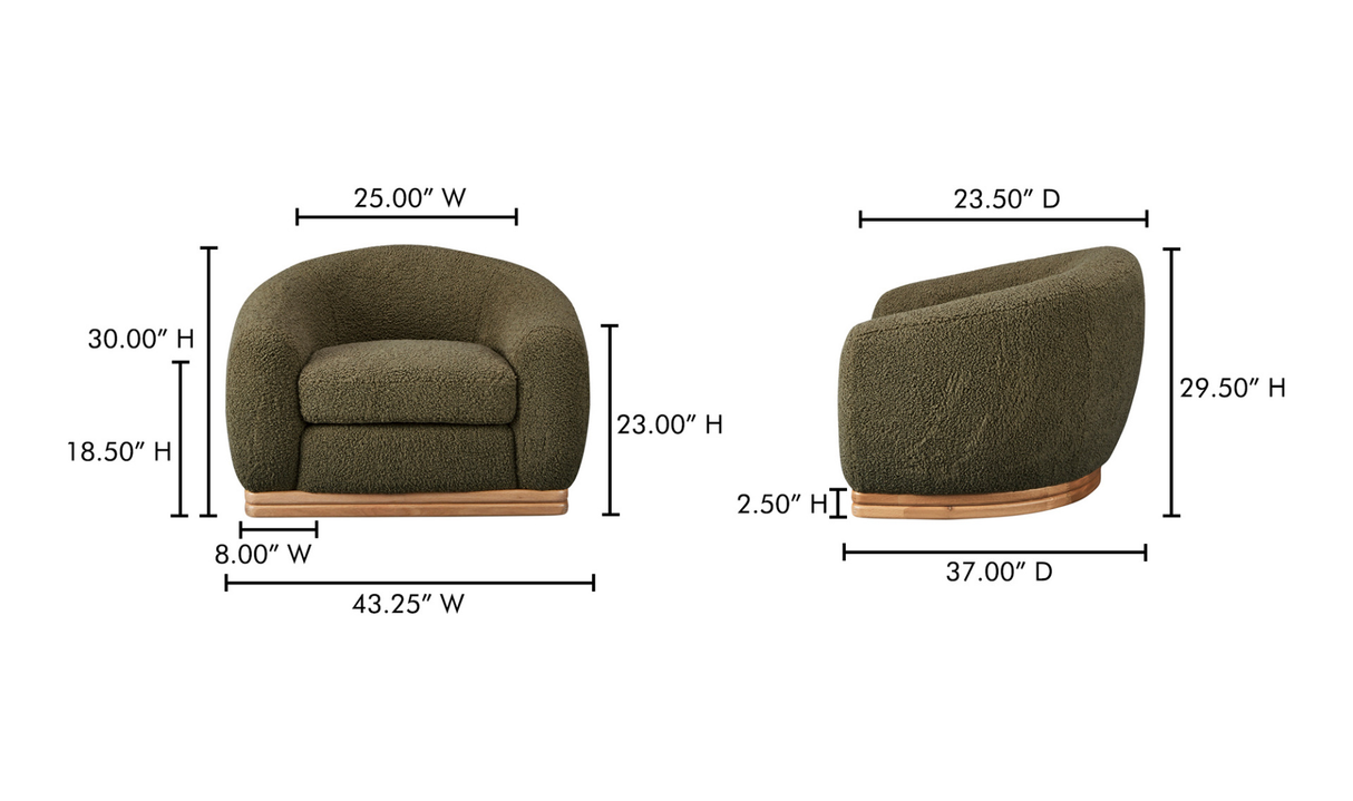 Marlowe Lounge Chair - Green by Moe's Home at Eve Furniture