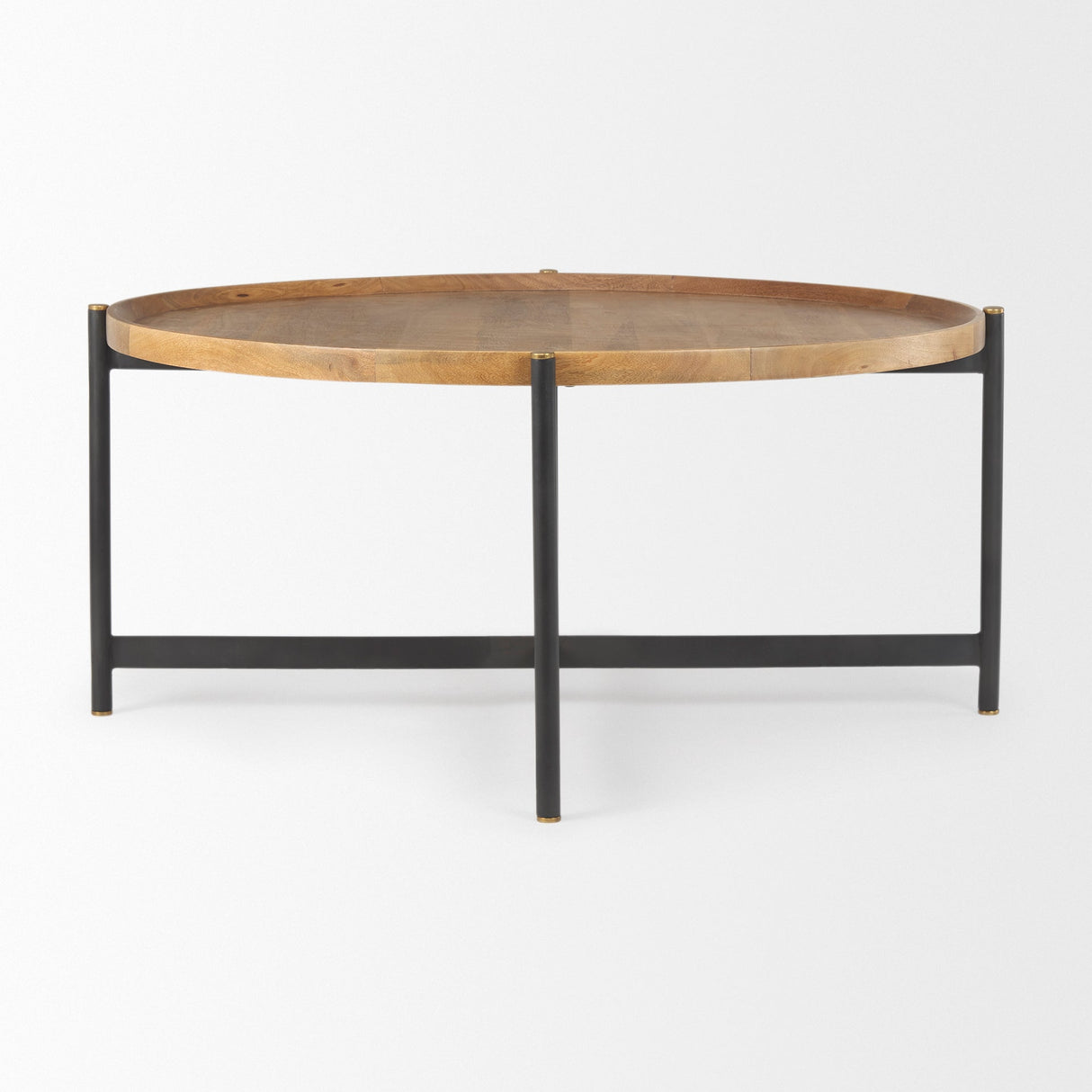Marquisa Medium Brown Wood W/Black Metal Large Coffee Table by Mercana at Eve Furniture