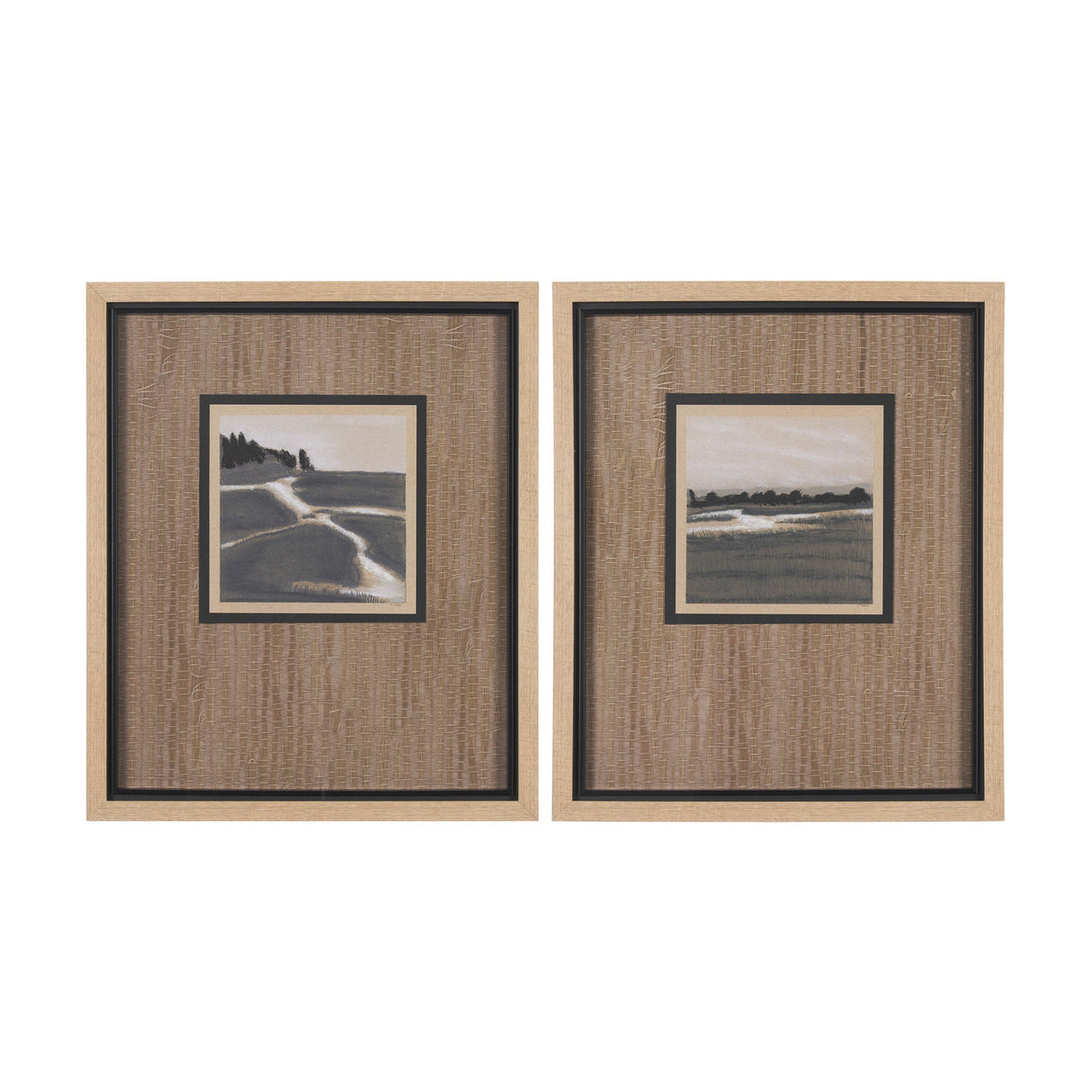 Marshland Shadows (Set of 2) by Mercana Studio a Hand Embellished Framed Art Print Matted under Glas by Mercana at Eve Furniture