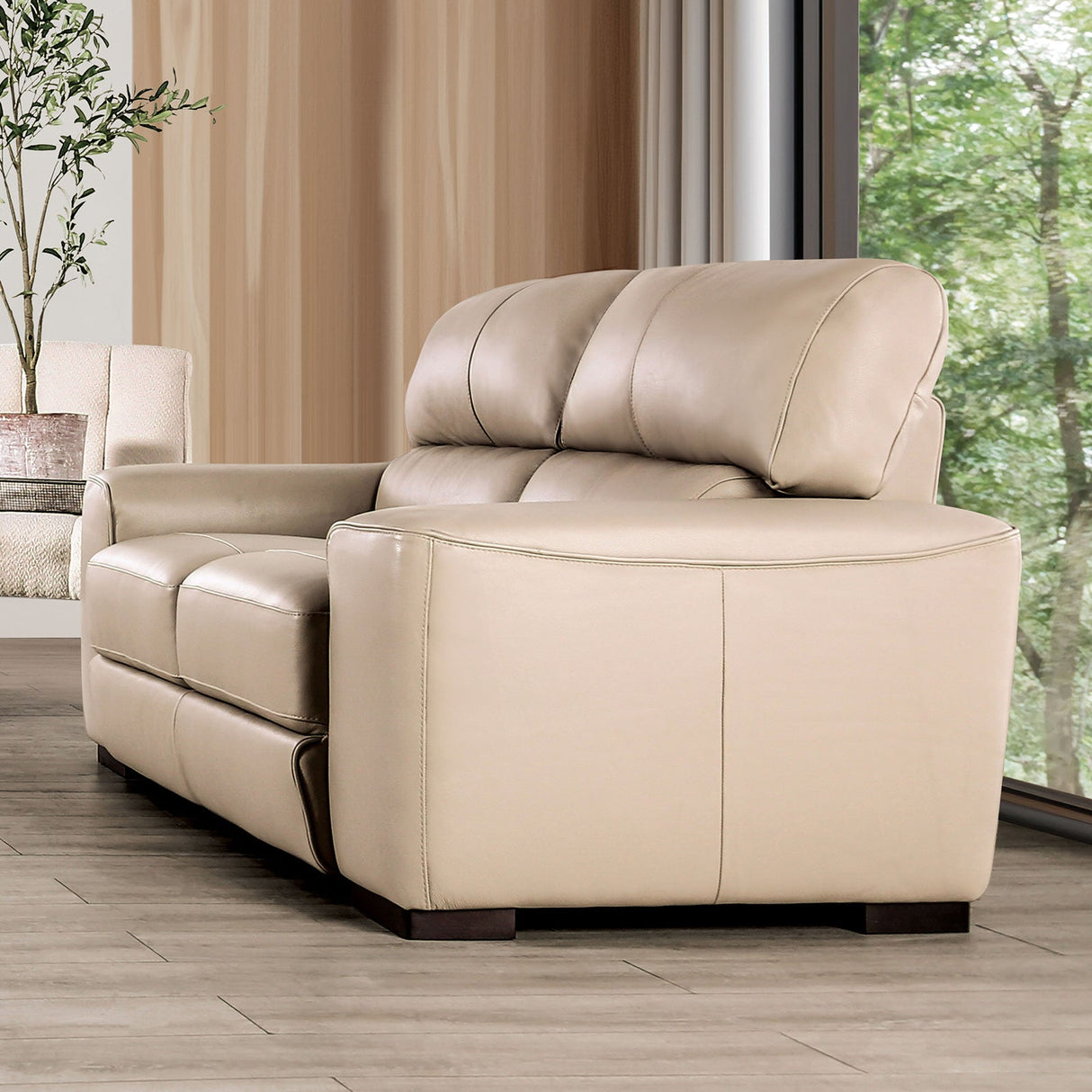 Marsicano Taupe Real Italian Leather Living Room Set by Furniture of America at Eve Furniture