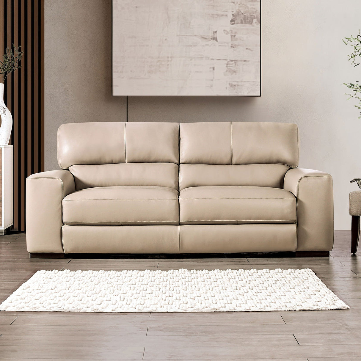 Marsicano Taupe Real Italian Leather Living Room Set by Furniture of America at Eve Furniture