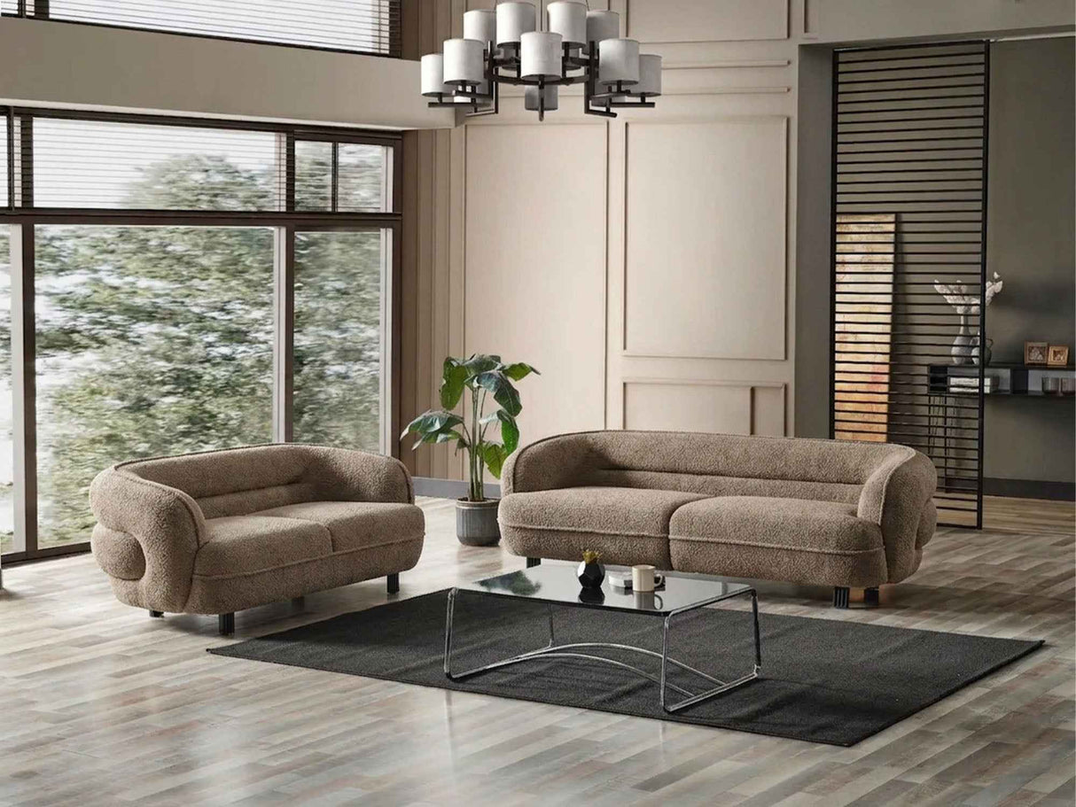 Marsilya Beige 3-Piece Living Room Set (Sofa & Loveseat & Chair)