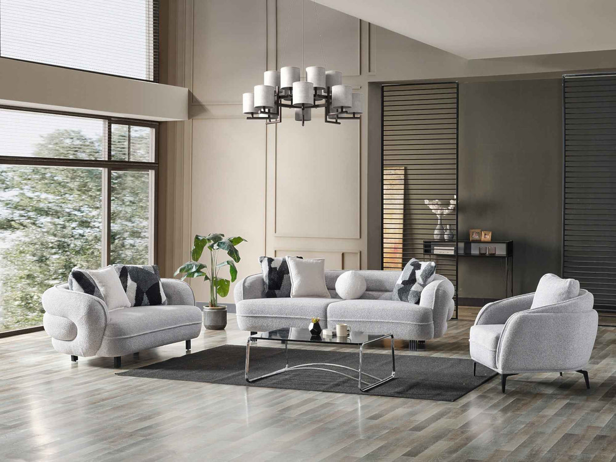 Marsilya Gray 4-Piece Living Room Set (2 Sofa & 2 Chair) by Furnia at Eve Furniture