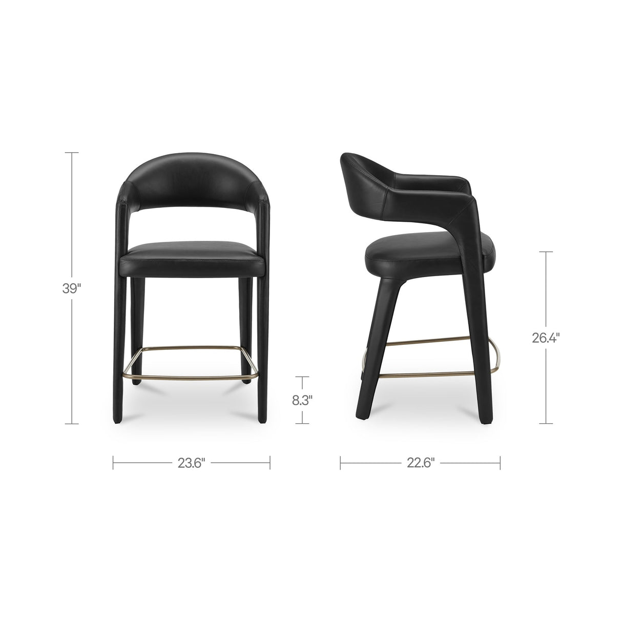 Martens Black Leather Counter Stool by MOES at Eve Furniture