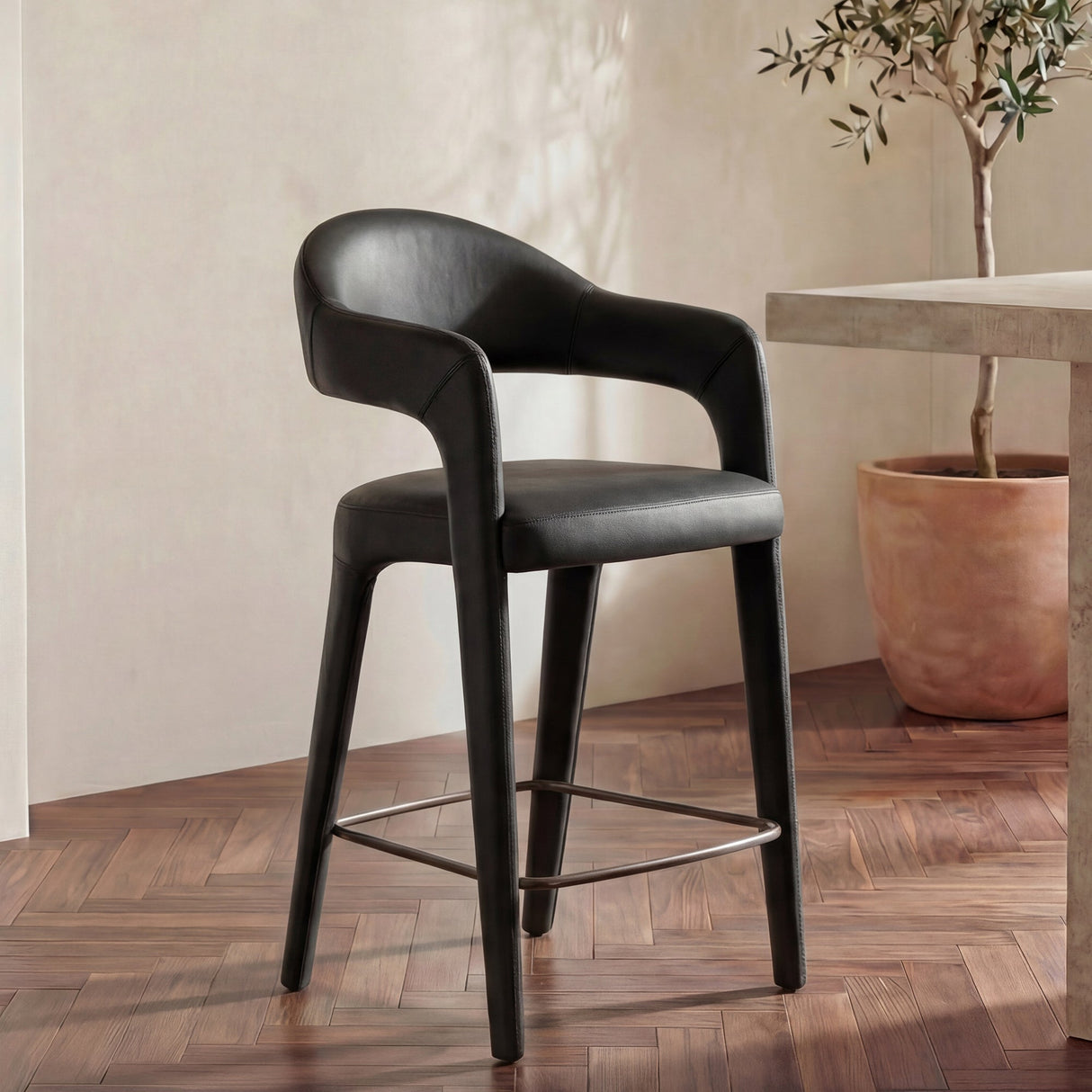 Martens Black Leather Counter Stool by MOES at Eve Furniture