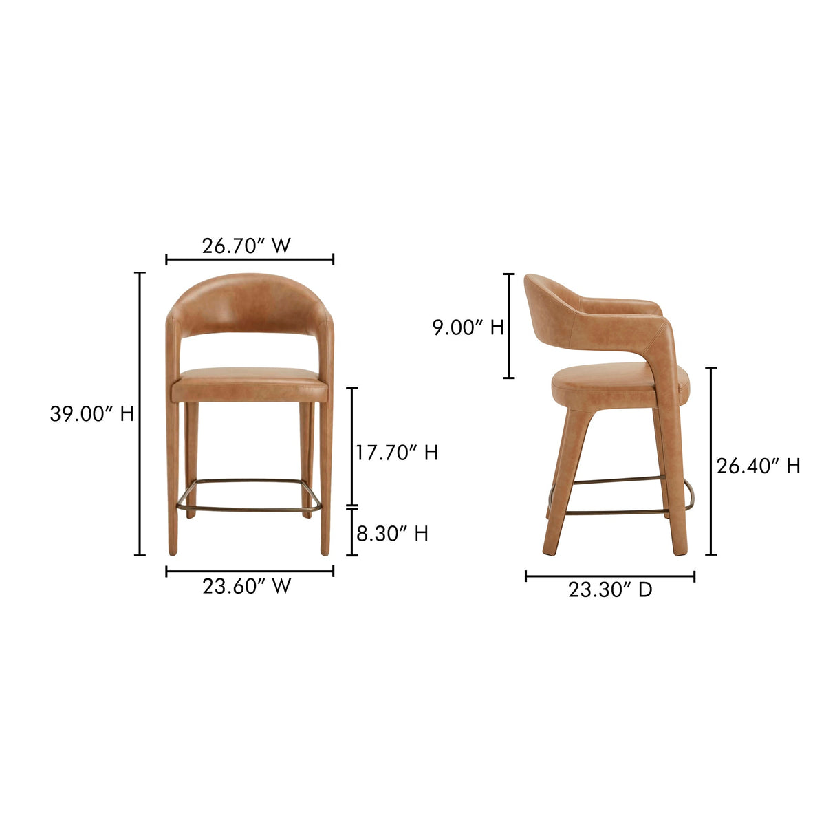 Martens Brown Leather Counter Stool by MOES at Eve Furniture