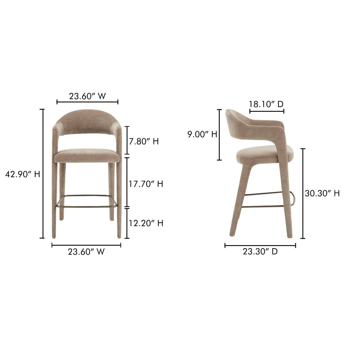 Martens Camel Bar Stool by MOES at Eve Furniture