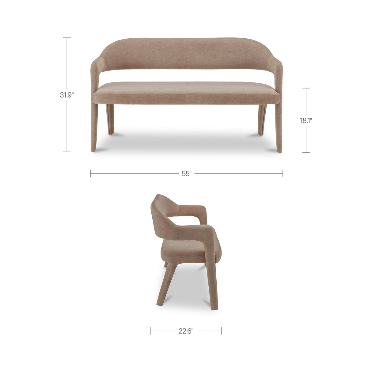 Martens Camel Dining Bench by MOES at Eve Furniture
