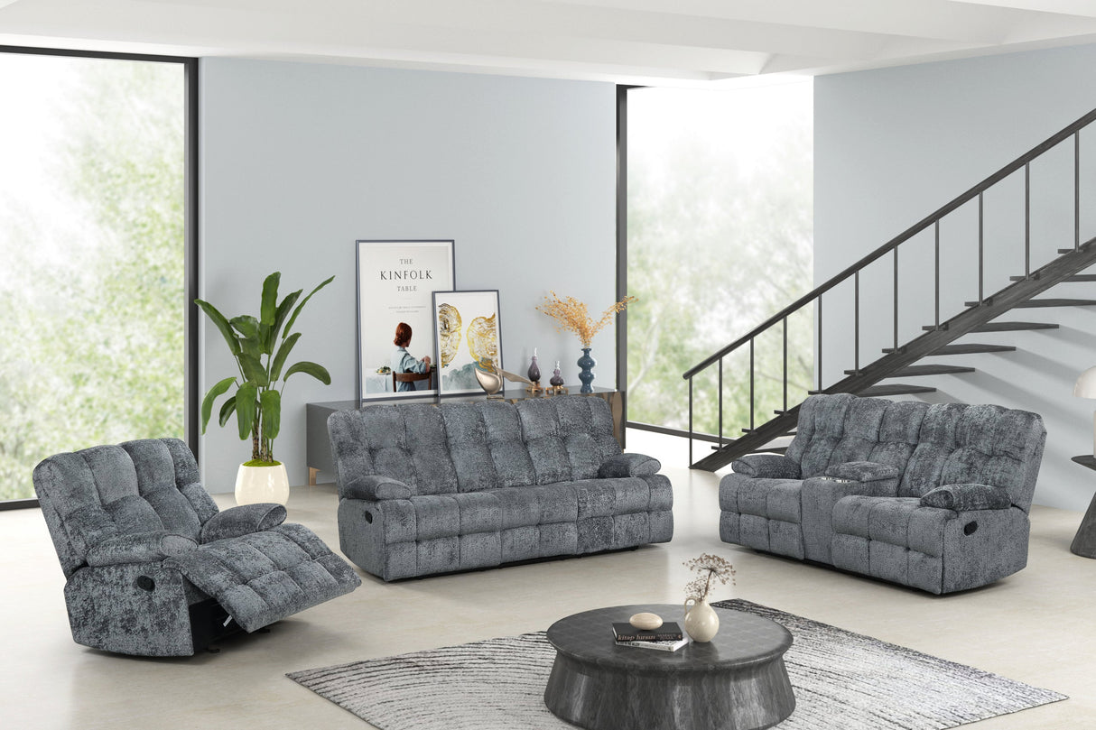 Martina Charcoal 3-Piece Reclining Set by Happy Homes at Eve Furniture