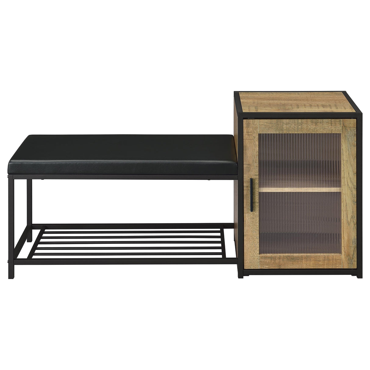Martino Mango and Black Shoe Storage Entryway Bench with Cabinet by Coaster at Eve Furniture