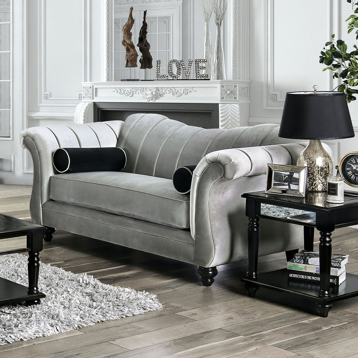 Marvin Pewter Sofa & Loveseat by Furniture of America at Eve Furniture