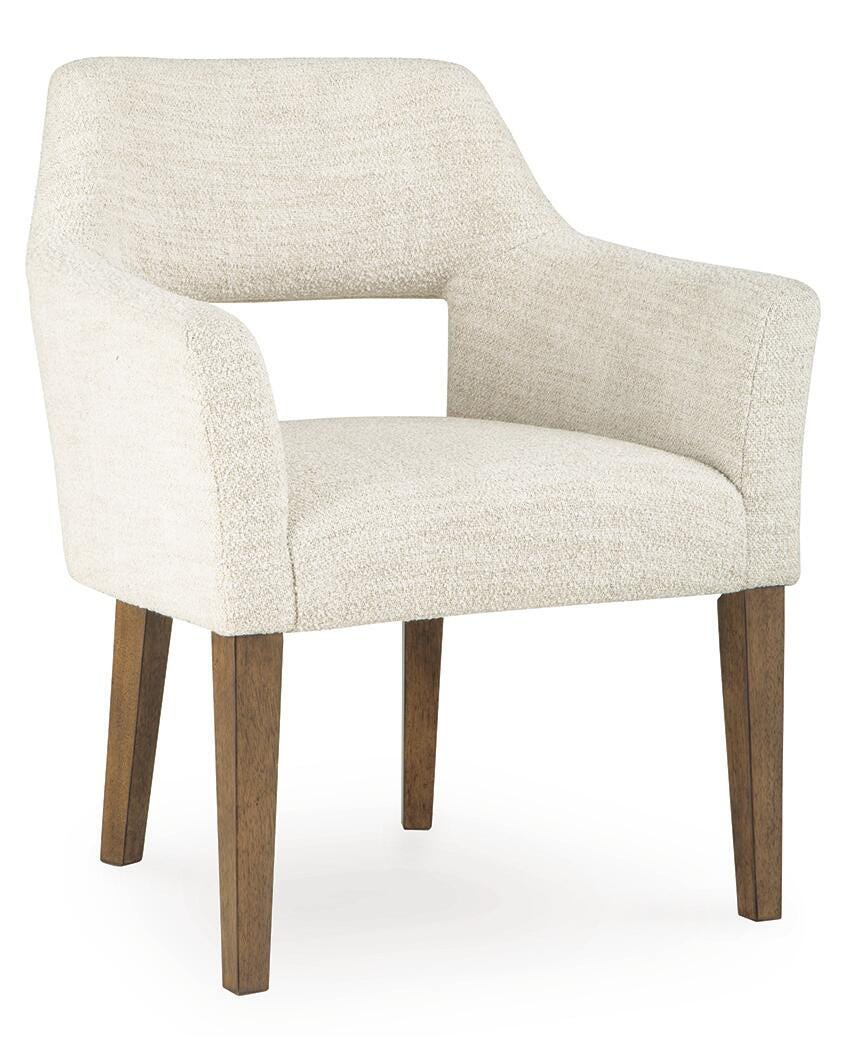 Marxmore Beige/Brown Dining Arm Chair, Set of 2