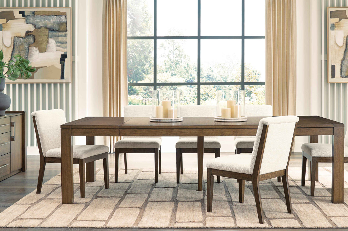 Marxmore Beige/Brown Extension Dining Table and 6 Chairs by Ashley at Eve Furniture