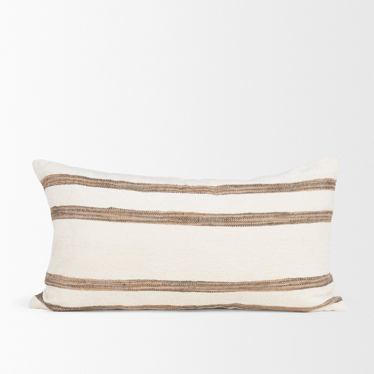 Maryn 14x26 Lumbar Cream w/ Brown Stripes Decorative Pillow Cover by Mercana at Eve Furniture