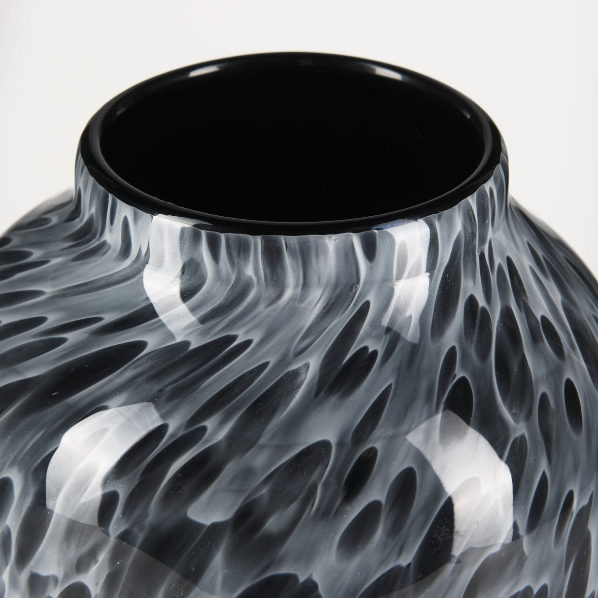 Masai Medium Black Mottled Glass Vase by Mercana at Eve Furniture
