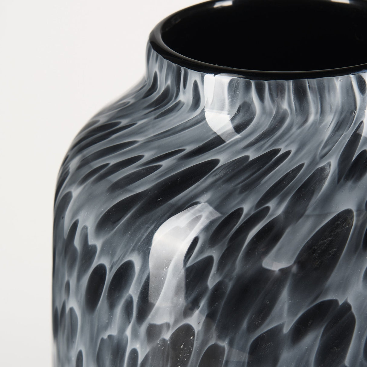 Masai Medium Black Mottled Glass Vase by Mercana at Eve Furniture