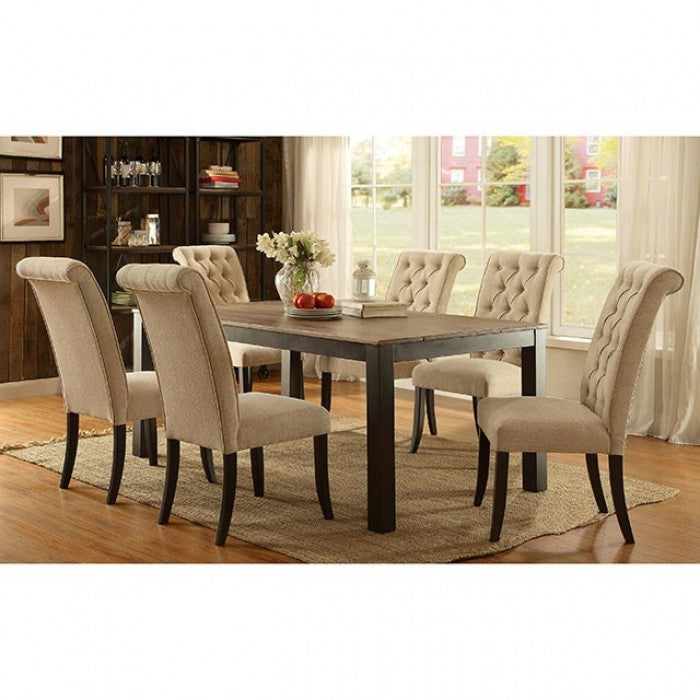 Mashall Beige/Antique Black Side Chair by Furniture of America at Eve Furniture