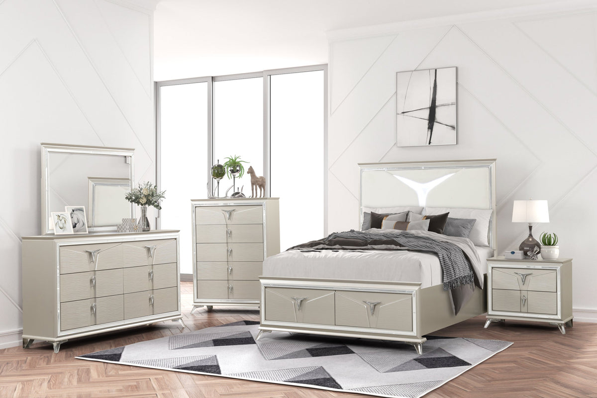 Master Queen Champagne Storage Bedroom Set by Happy Homes at Eve Furniture