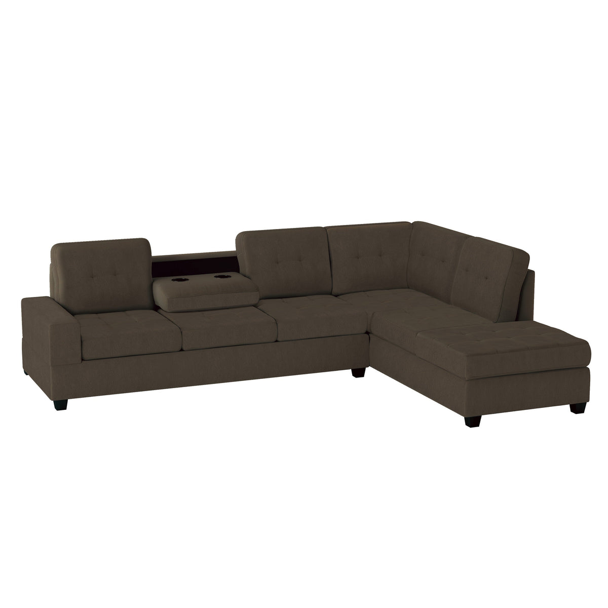 Maston Chocolate 2-Piece Reversible Sectional with Drop-Down Cup Holders by Homelegance at Eve Furniture