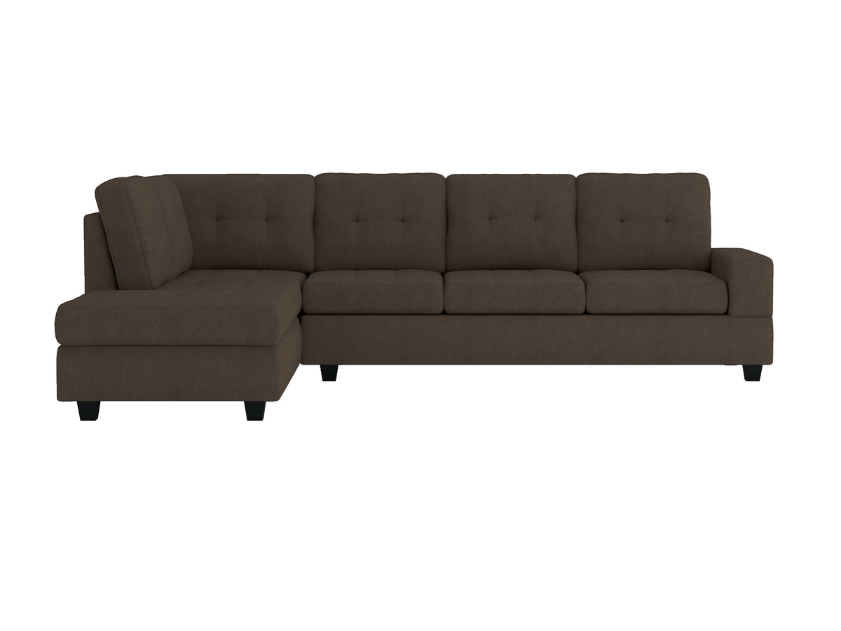 Maston Chocolate 2-Piece Reversible Sectional with Drop-Down Cup Holders by Homelegance at Eve Furniture