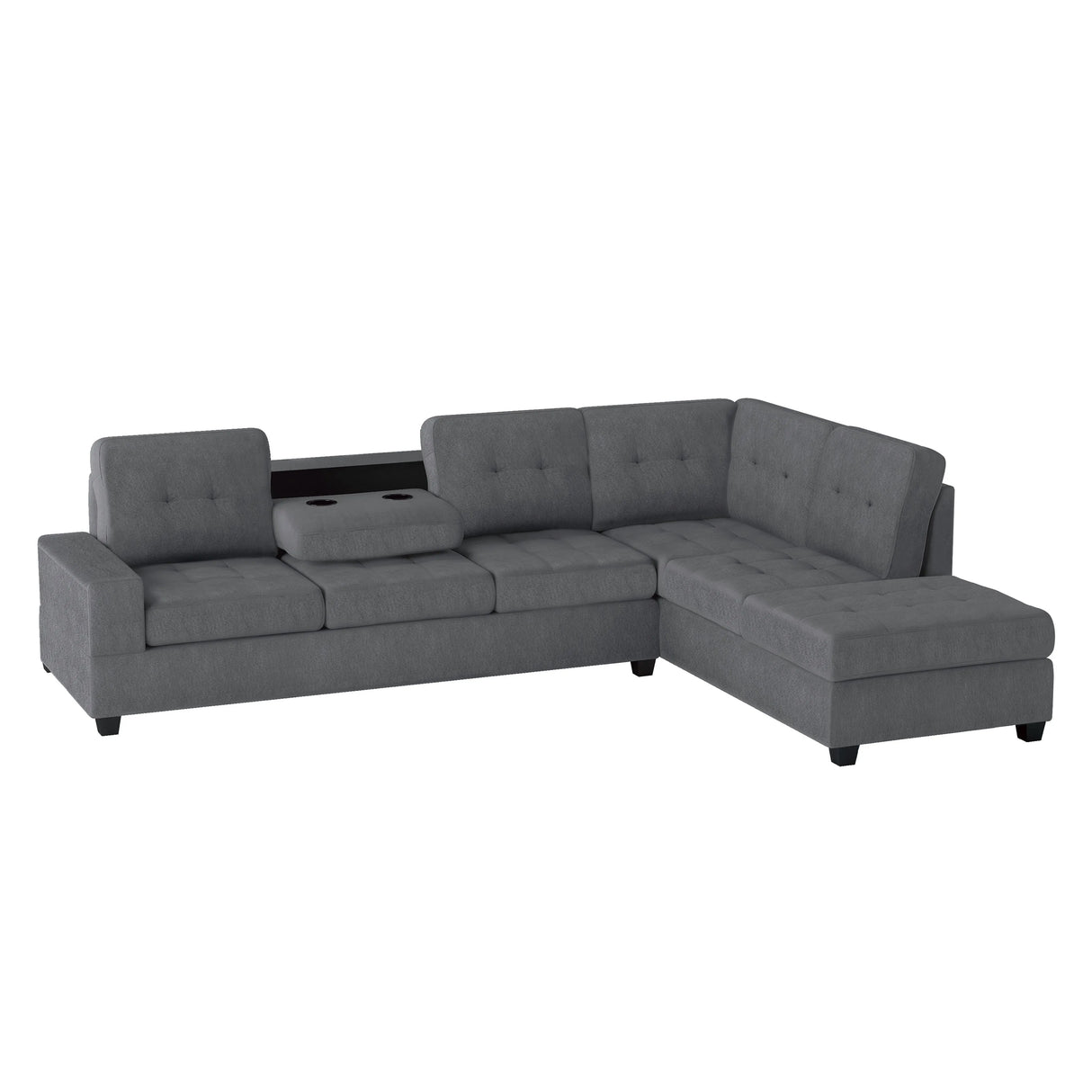 Maston Dark Gray 2-Piece Reversible Sectional with Drop-Down Cup Holders by Homelegance at Eve Furniture