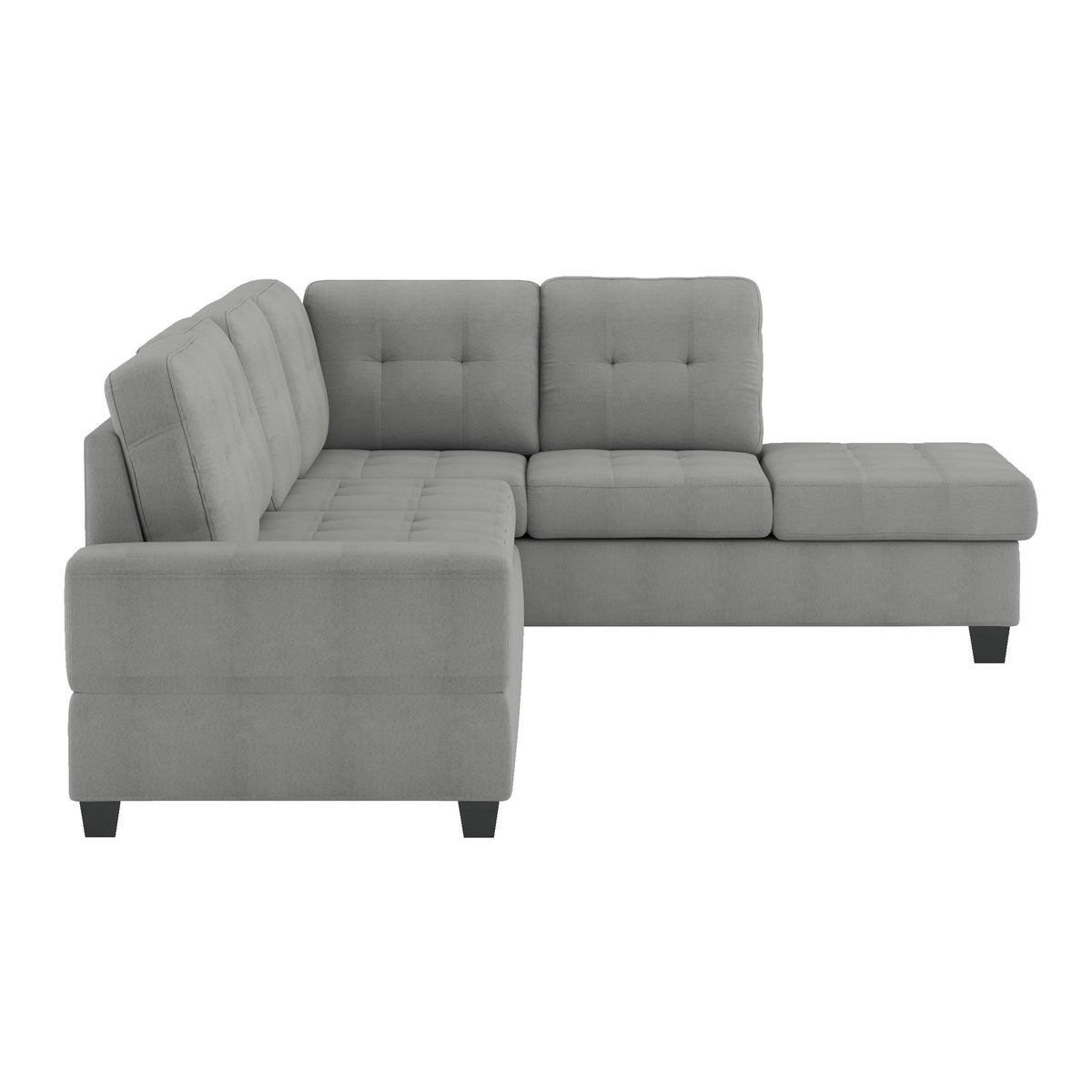 Maston Gray 2-Piece Reversible Sectional with Drop-Down Cup Holders and Storage Ottoman by Homelegance at Eve Furniture