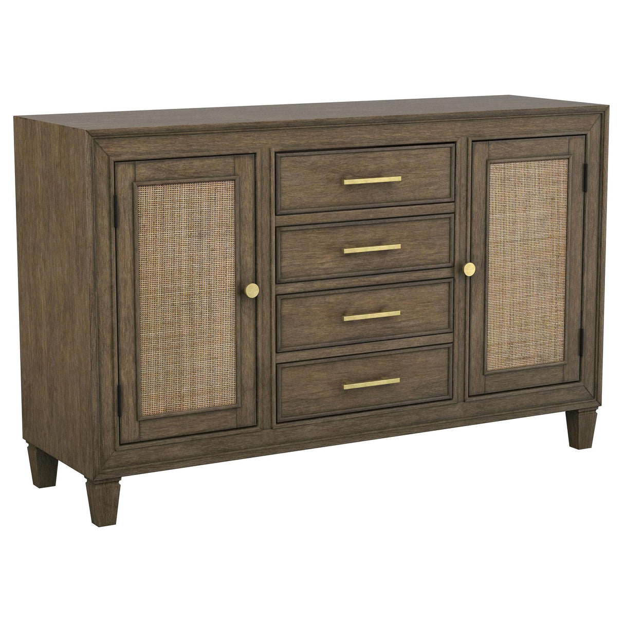 Matisse Brown 4-drawer Dining Sideboard Buffet Cabinet with Rattan Cabinet Doors by Coaster at Eve Furniture