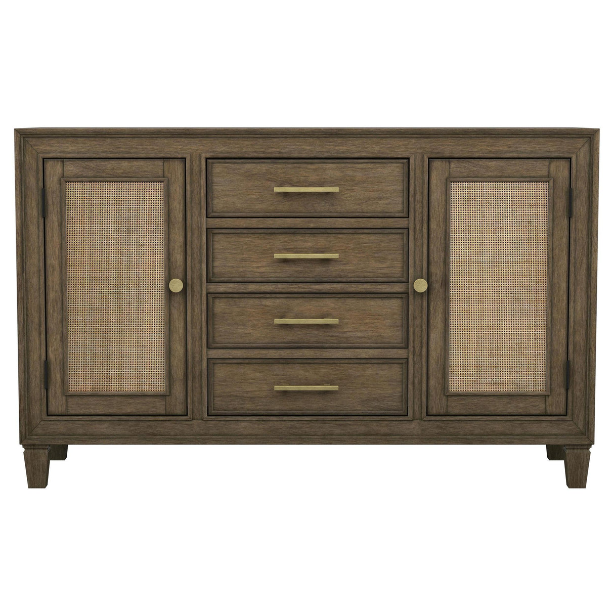 Matisse Brown 4-drawer Dining Sideboard Buffet Cabinet with Rattan Cabinet Doors by Coaster at Eve Furniture