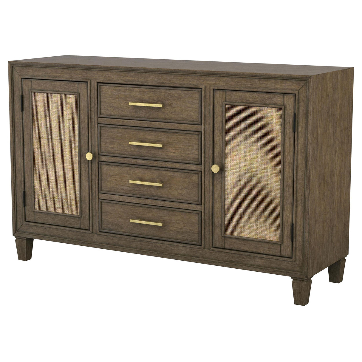 Matisse Brown 4-drawer Dining Sideboard Buffet Cabinet with Rattan Cabinet Doors by Coaster at Eve Furniture