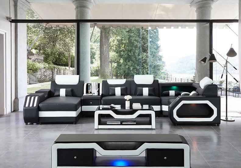 Matrix (Black/White) Italian Leather Sectional by New Era Innovations at Eve Furniture