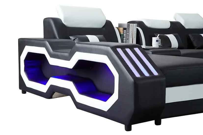 Matrix (Black/White) Italian Leather Sectional by New Era Innovations at Eve Furniture