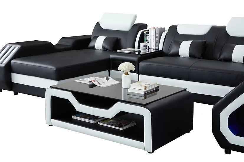 Matrix (Black/White) Italian Leather Sectional by New Era Innovations at Eve Furniture
