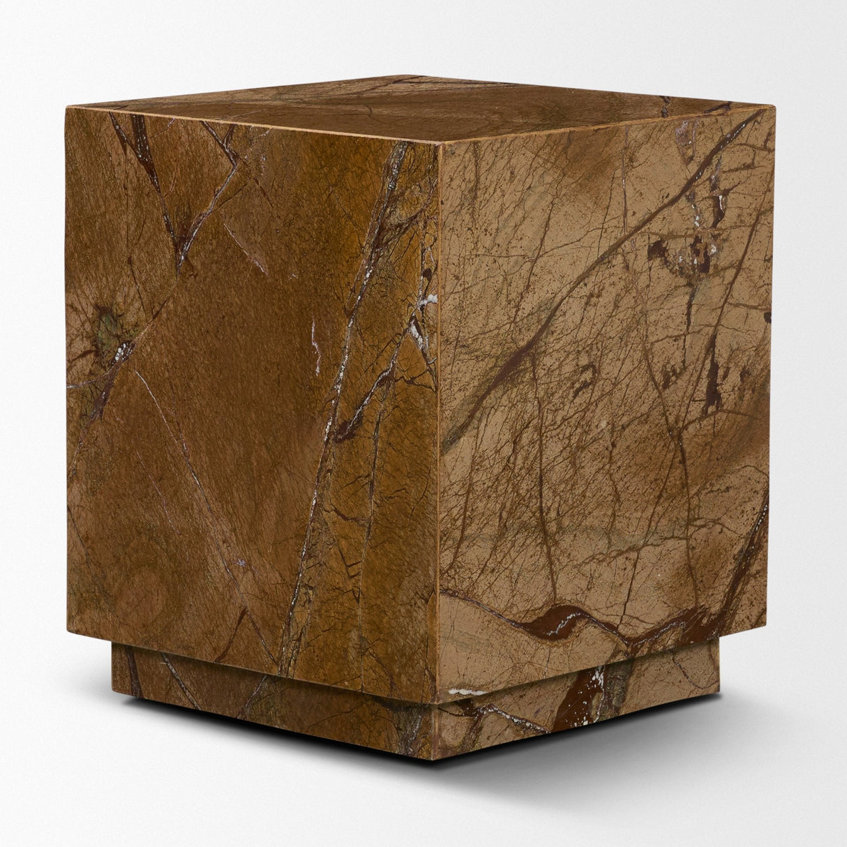 Matteo Solid Rainforest Rust Marble Square Side Table by Mercana at Eve Furniture