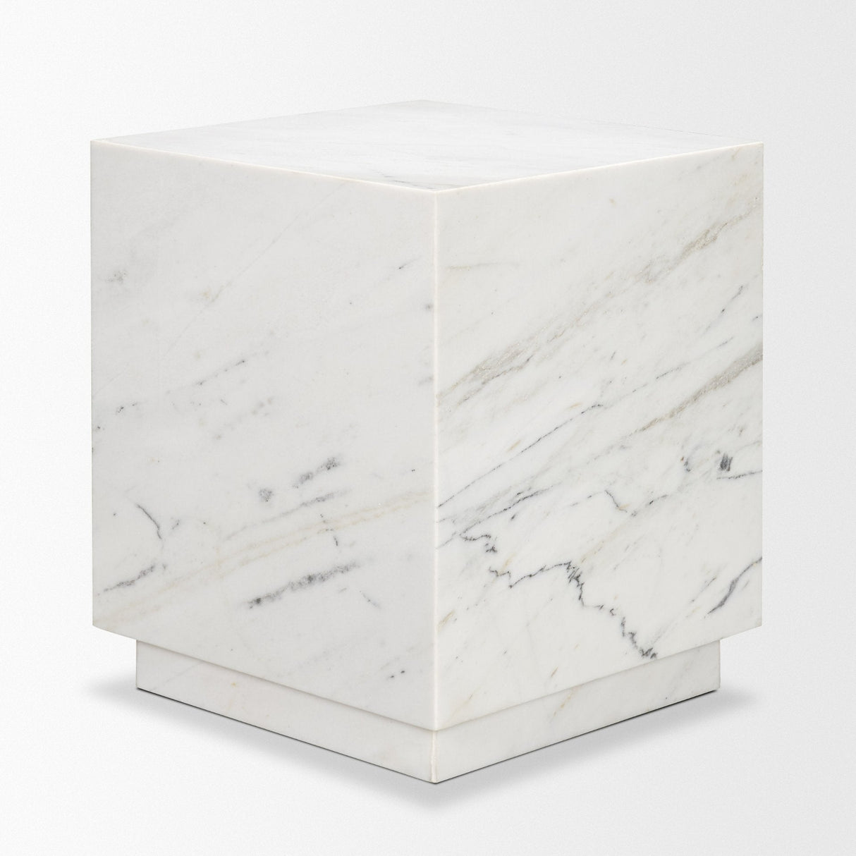 Matteo Solid White Marble Square Side Table by Mercana at Eve Furniture