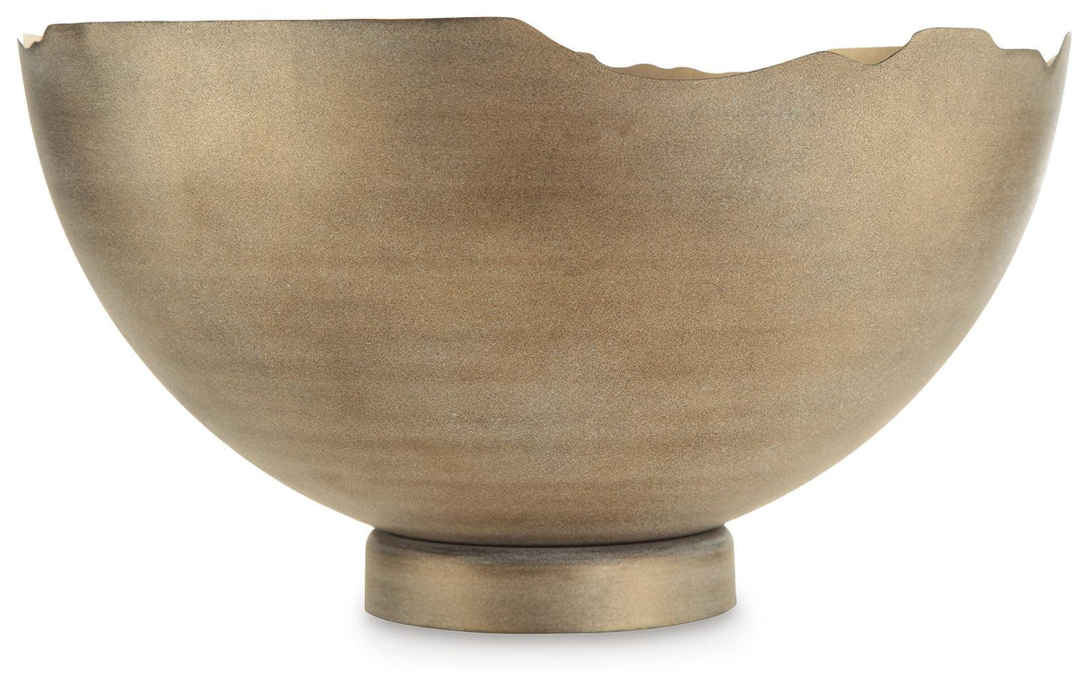 Maura Antique Gold Finish Bowl by Ashley at Eve Furniture