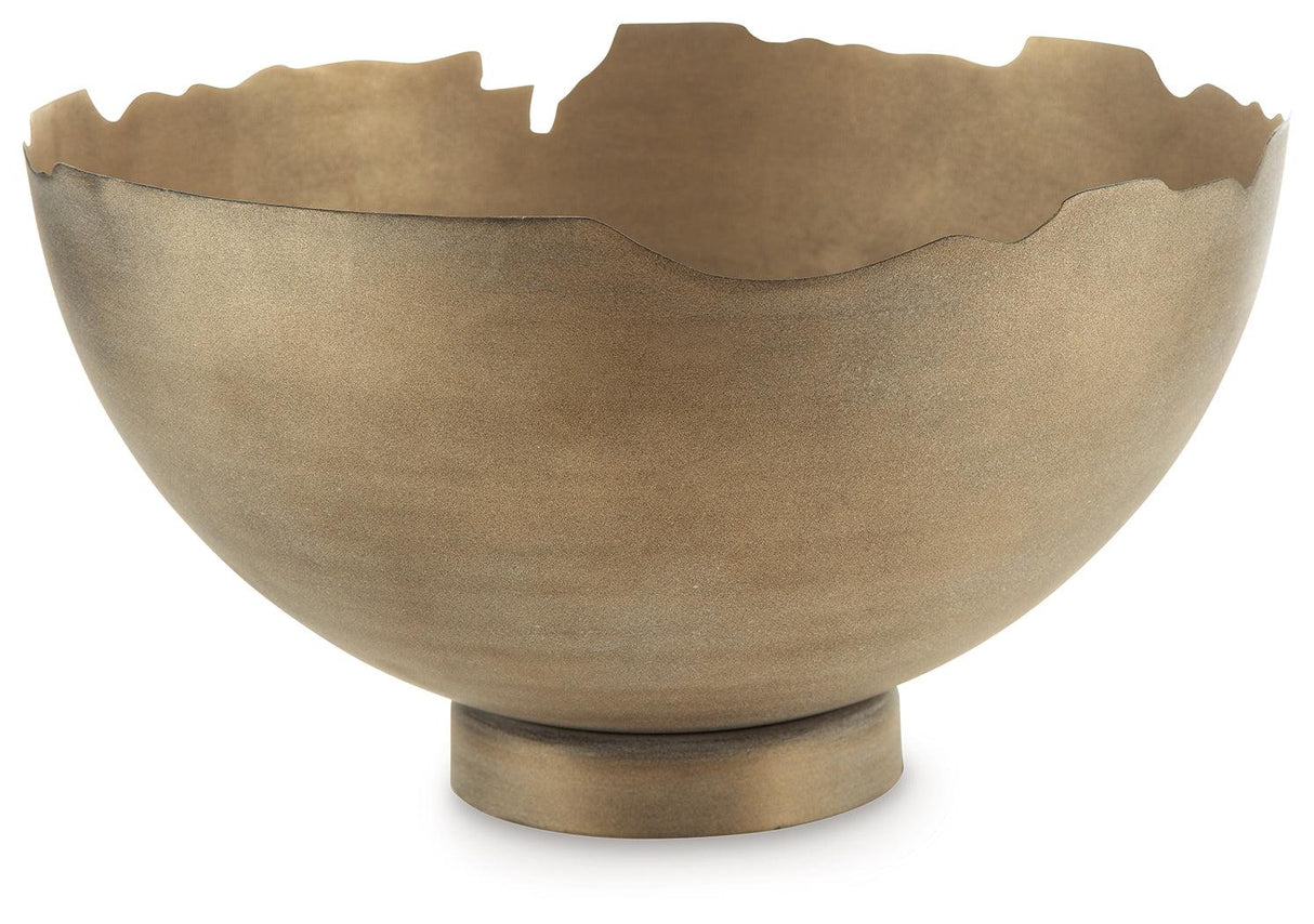 Maura Antique Gold Finish Bowl by Ashley at Eve Furniture
