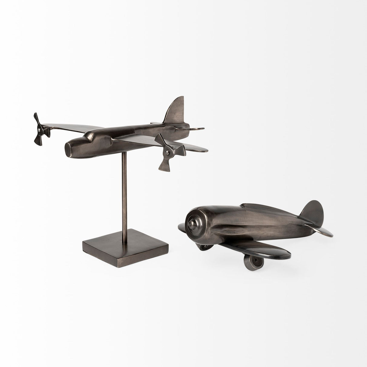 Maverick I 12L x 16W Gray Metal Bomber Plane by Mercana at Eve Furniture