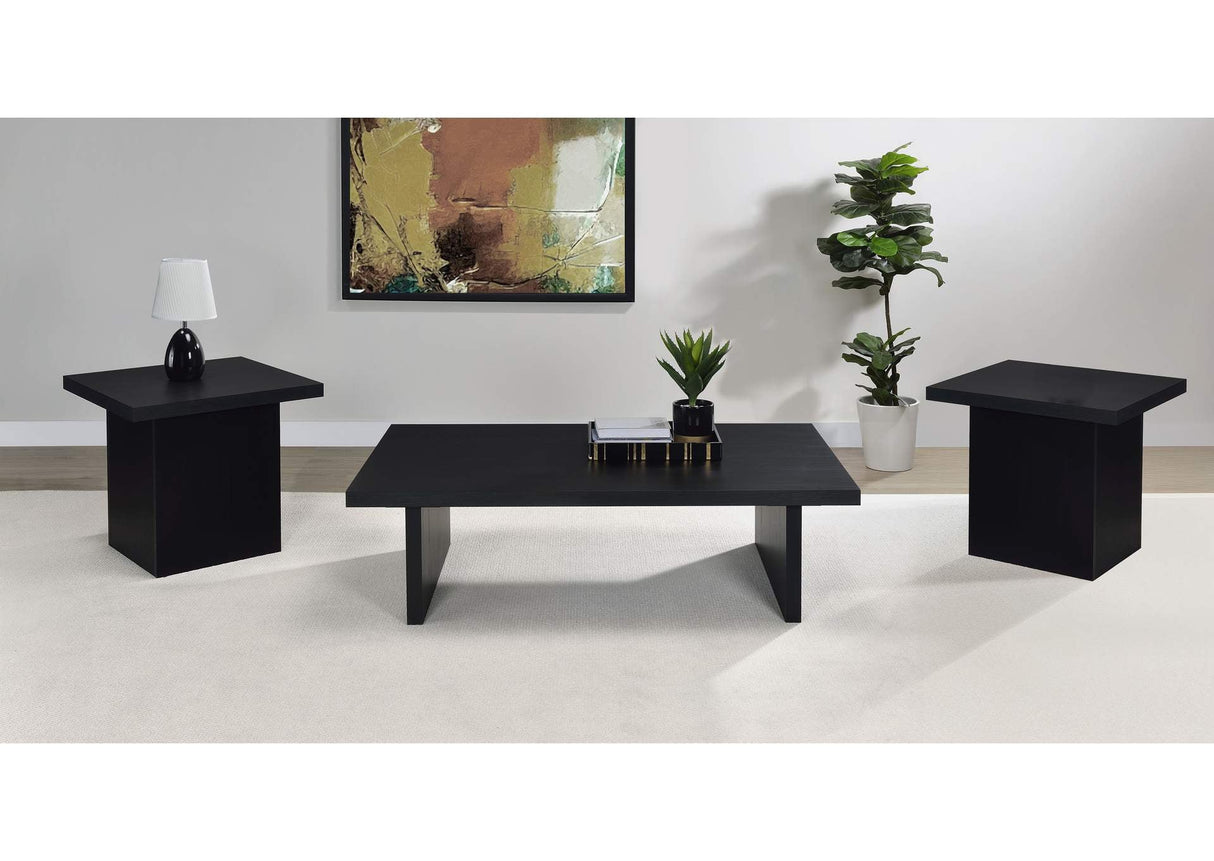 Max Black 3-Piece Rectangular Coffee and End Table Set by Coaster at Eve Furniture