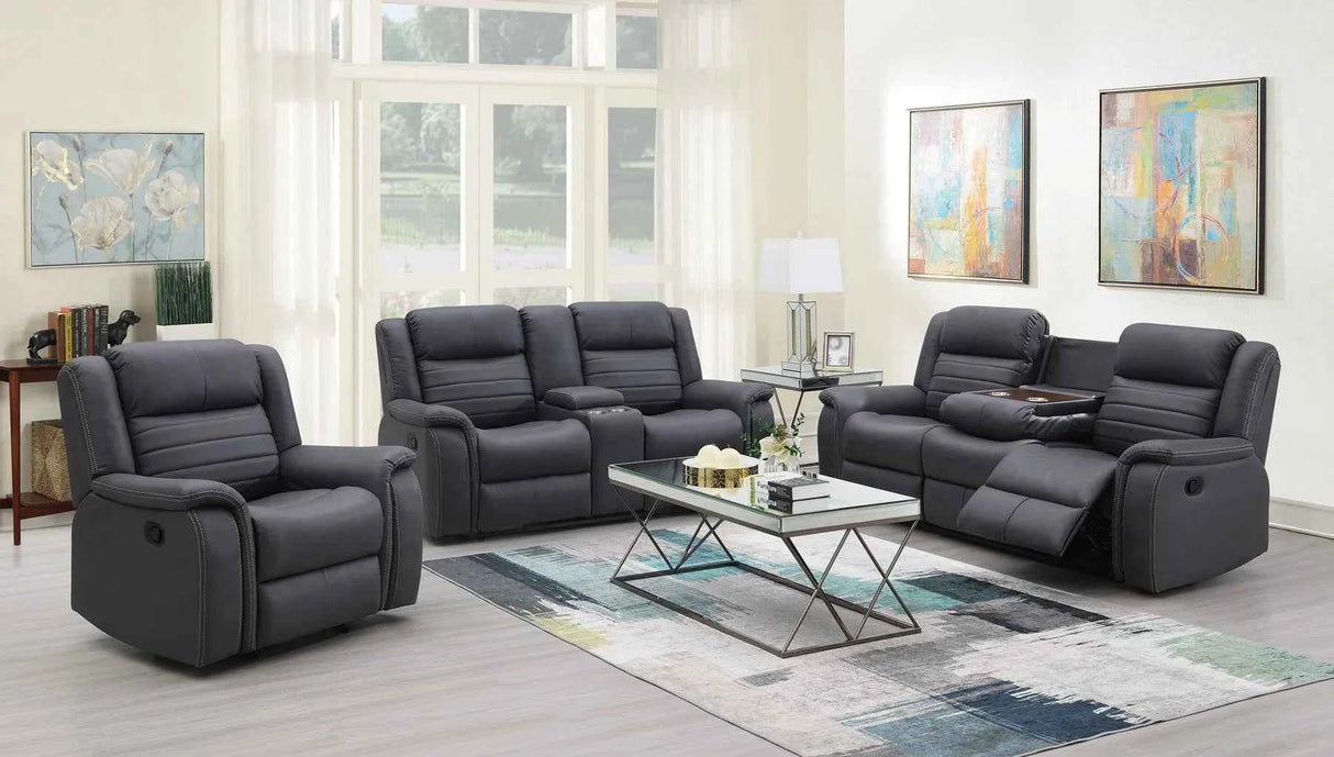 Max Grey 3-Piece Reclining Living Room Set by New Era Innovations at Eve Furniture