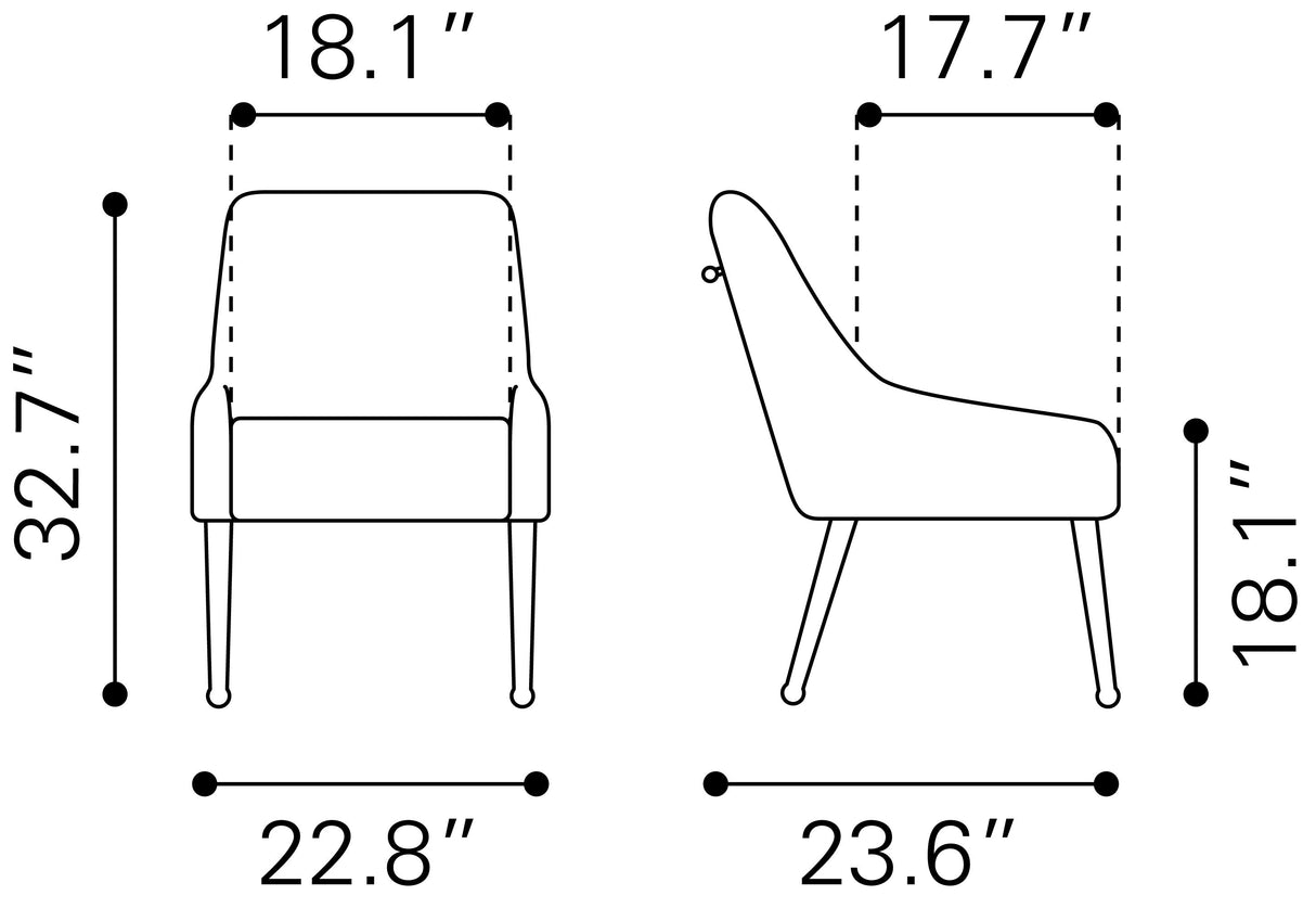Maxine Black & Gold Dining Chair by Zuomod at Eve Furniture