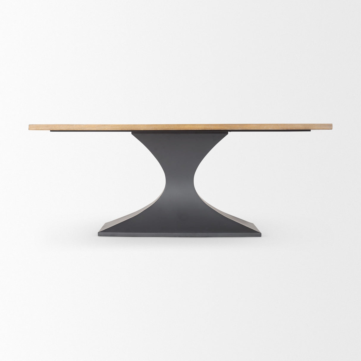 Maxton Light Brown Wood w/ Dark Gunmetal Iron Metal Dining Table by Mercana at Eve Furniture