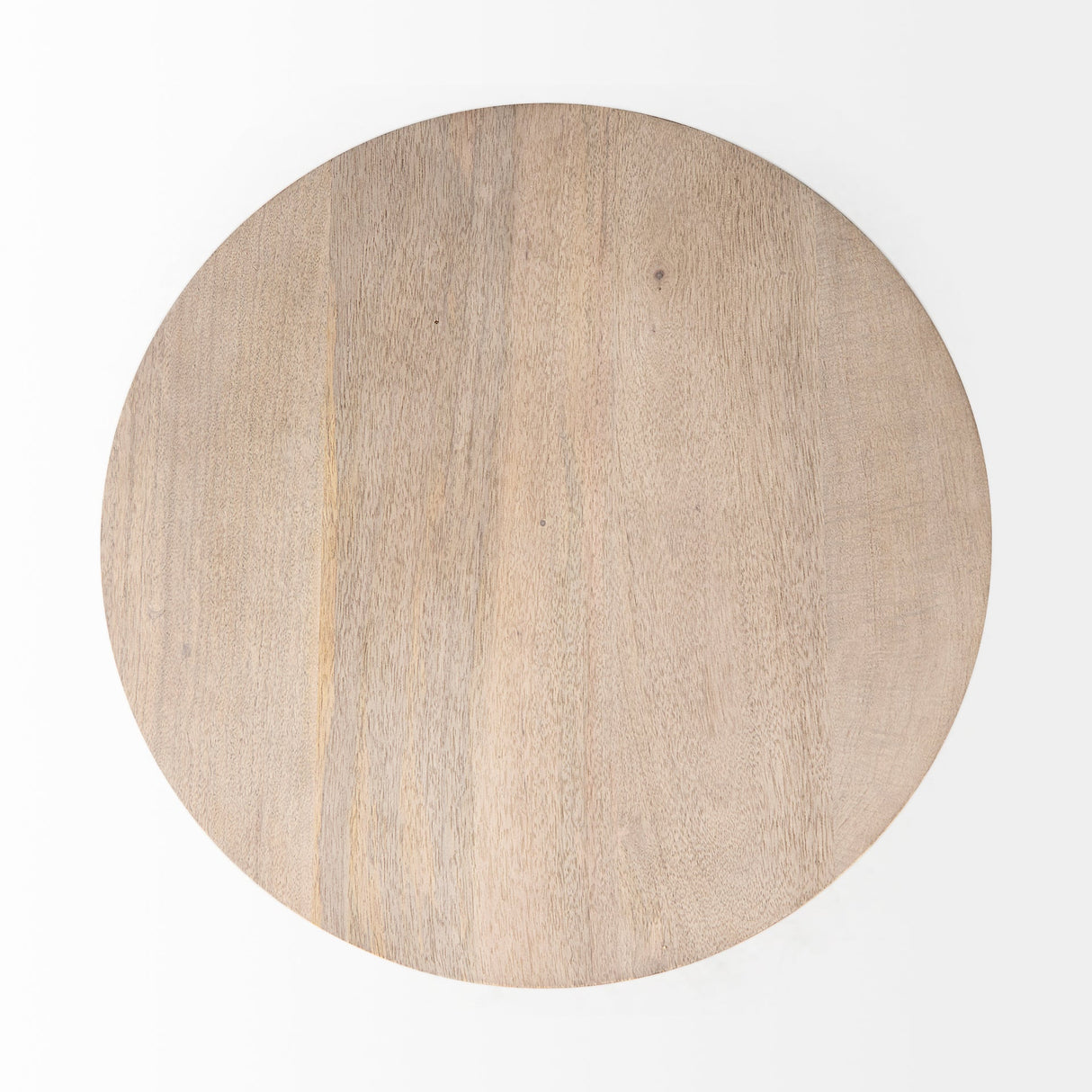 Maxwell 20" Round Light Brown Wood w/ Gold Metal Pedestal Side Table by Mercana at Eve Furniture