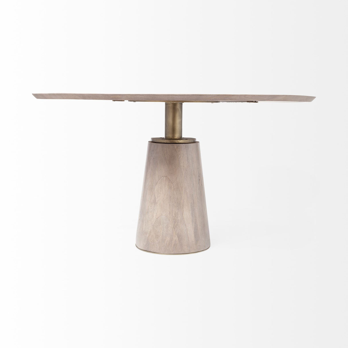Maxwell II Round Brown Solid Wood Top Brown Wood/Gold Metal Base Dining Table by Mercana at Eve Furniture