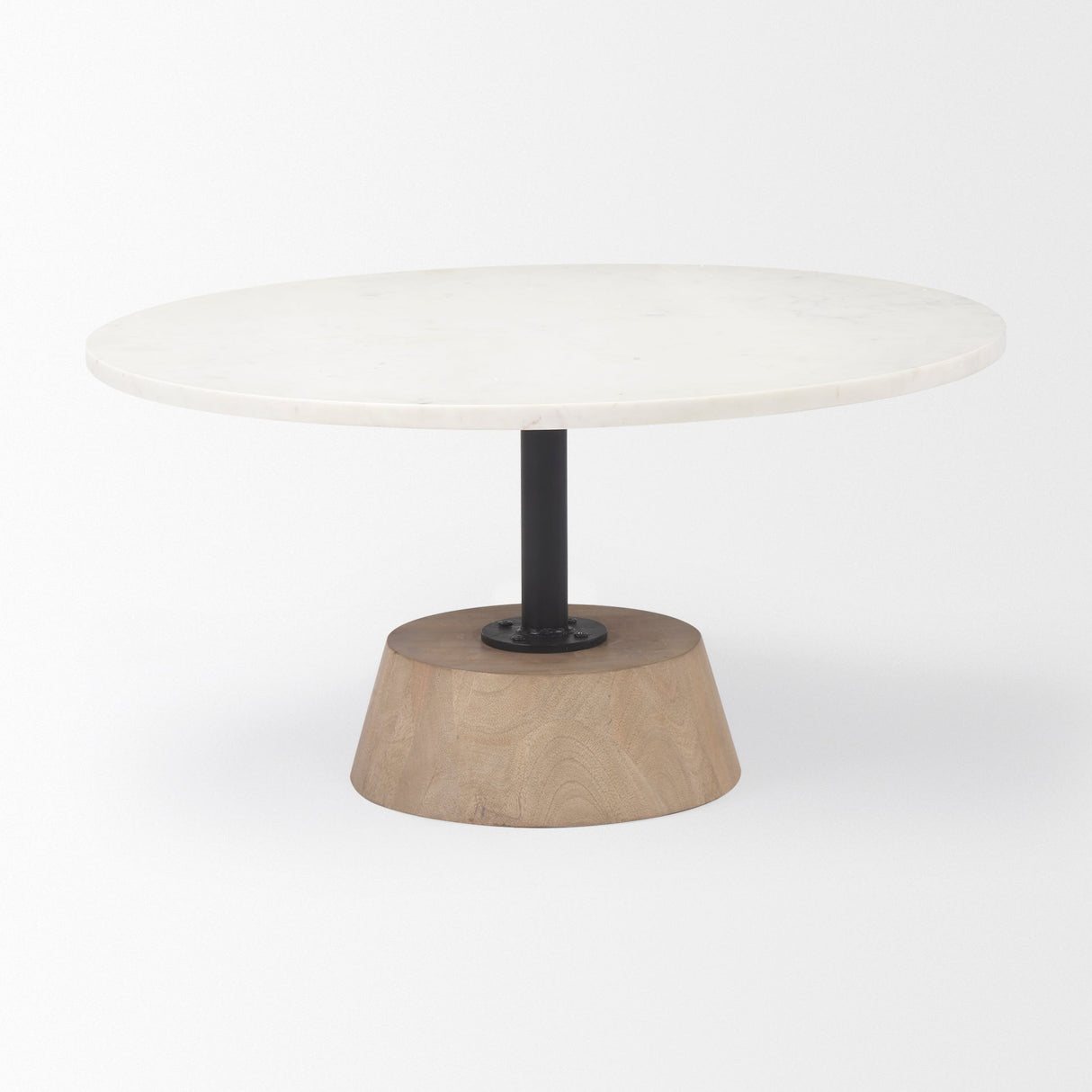 Maxwell Marble Top Pedestal Base Round Coffee Table by Mercana at Eve Furniture