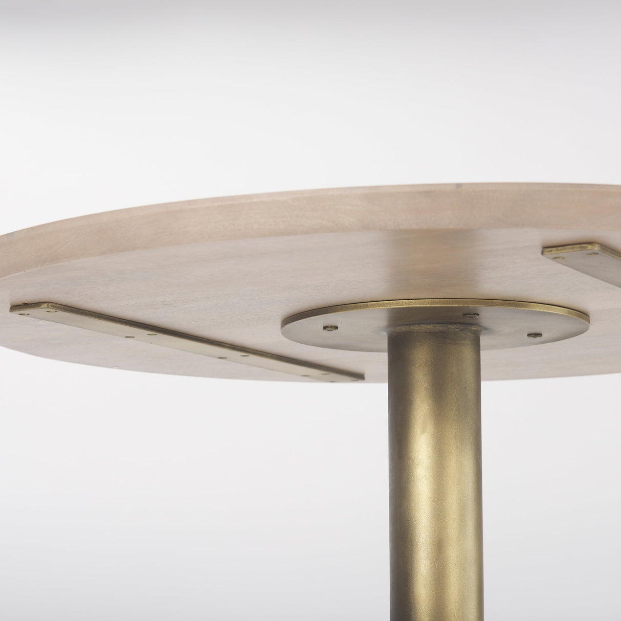 Maxwell Round Light Wood Tabletop & Base w/ Gold Metal Accent Pedestal Bistro Table by Mercana at Eve Furniture