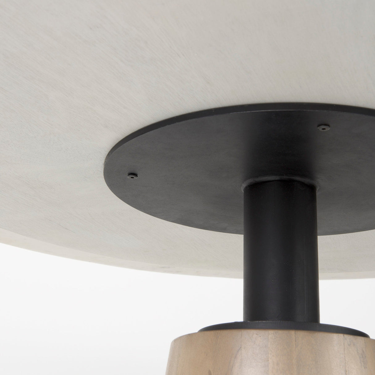 Maxwell White Marble Round Top W/ Black Metal and Wood Pedestal Base Dining Table by Mercana at Eve Furniture