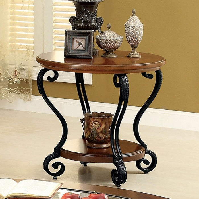 May Brown Cherry End Table by Furniture of America at Eve Furniture